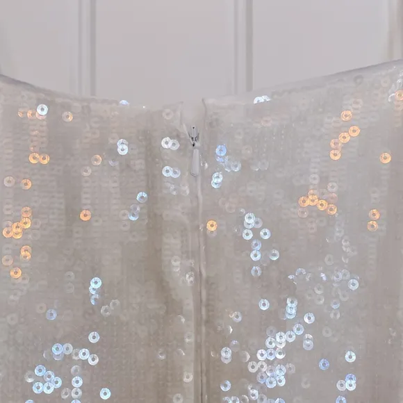 Theory NWT White Fluid Sequins Cocktail‎ Slip Dress Spaghetti Strap Size 4 $445