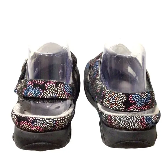 THERAFIT Chloe Flower Adjustable Leather Floral Print Mary Jane Clogs 37 6.5 - 7