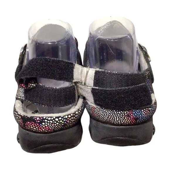 THERAFIT Chloe Flower Adjustable Leather Floral Print Mary Jane Clogs 37 6.5 - 7