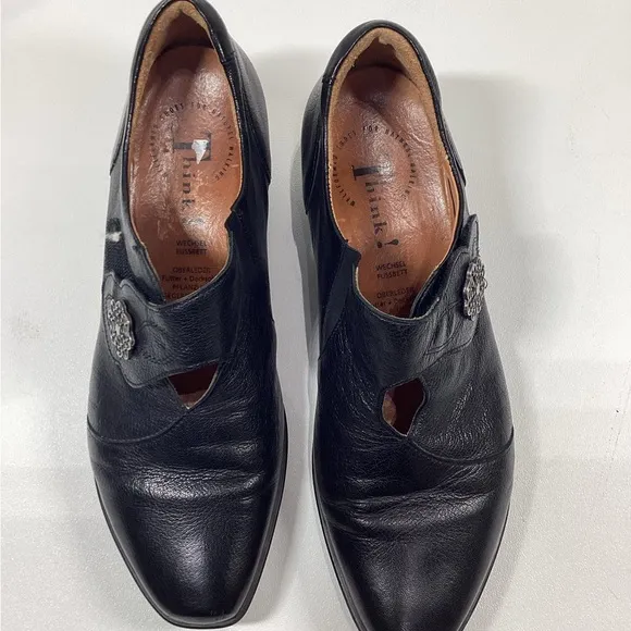 Think! Black‎ Leather Kitten Heels EU 40