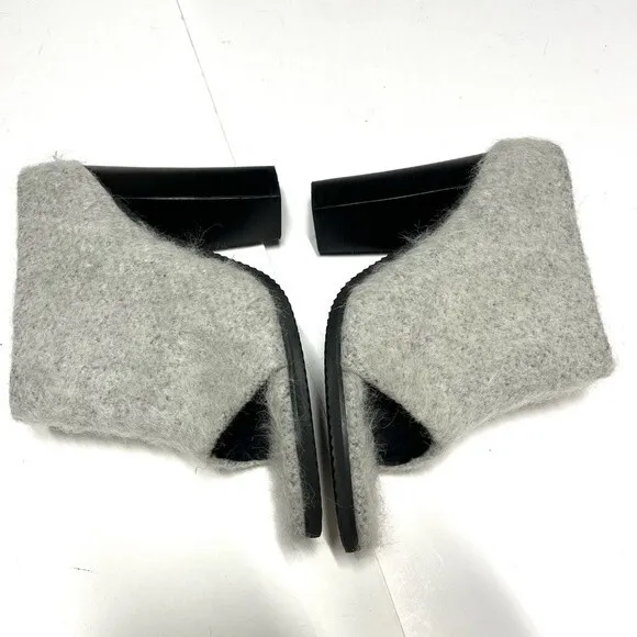 Tibi Leona Mohair Slide Mules in Ice Grey 39