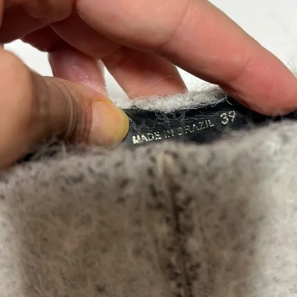 Tibi Leona Mohair Slide Mules in Ice Grey 39