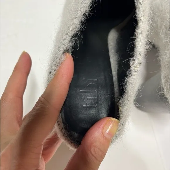 Tibi Leona Mohair Slide Mules in Ice Grey 39