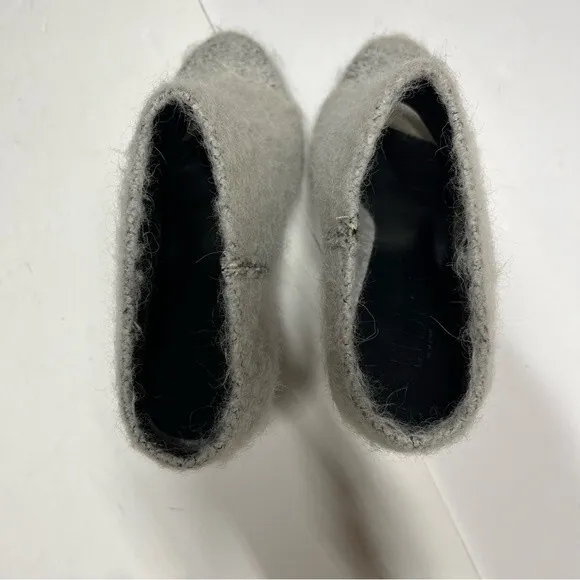 Tibi Leona Mohair Slide Mules in Ice Grey 39