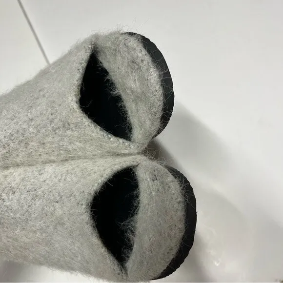 Tibi Leona Mohair Slide Mules in Ice Grey 39