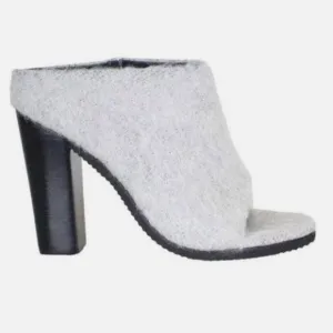 Tibi Leona Mohair Slide Mules in Ice Grey 39
