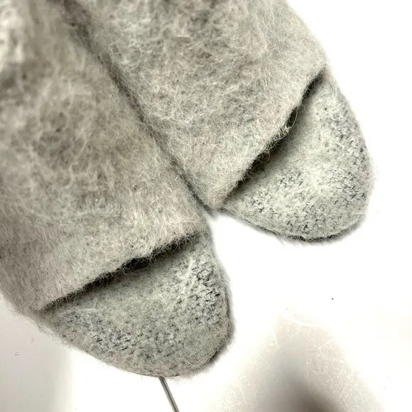Tibi Leona Mohair Slide Mules in Ice Grey 39