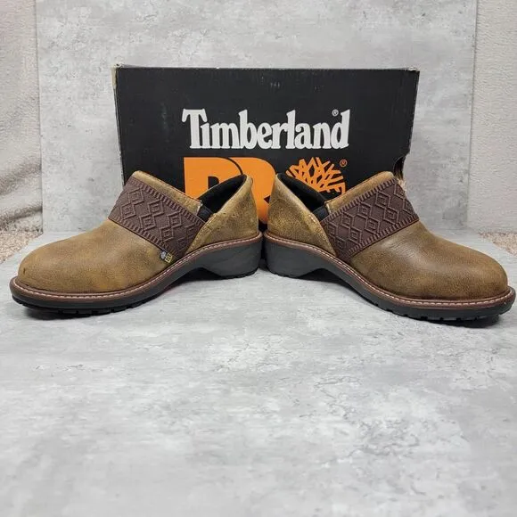 Timberland Pro Alloy Toe‎ Size 5.5 Womens Riveter Slip On Brown Anti-fatigue NWB