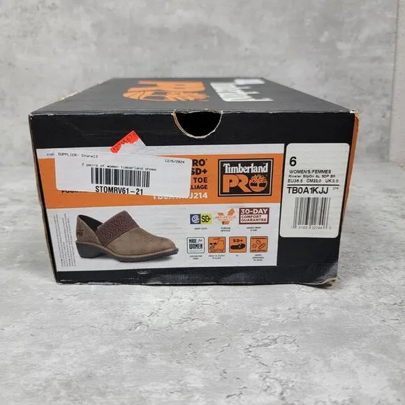 Timberland Pro Alloy Toe Size 6‎ Womens Riveter Slip On Brown Anti-fatigue NWB