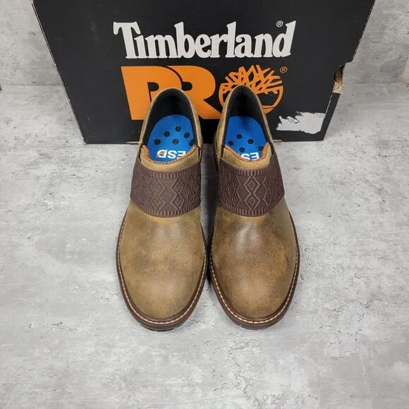 Timberland Pro Alloy Toe Size 6‎ Womens Riveter Slip On Brown Anti-fatigue NWB