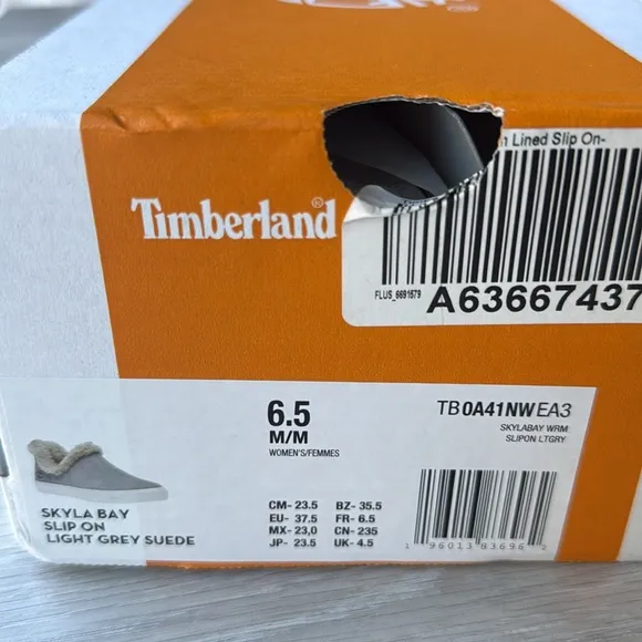 Timberland Warm Lined Slip-Ons Skyla Bay 6.5 gray NWT in box