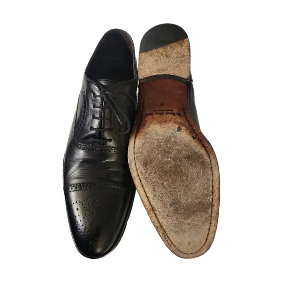 TO BOOT NEW YORK ADAM DERRICK BLACK LEATHER WING TIP CAP TOE OXFORDS SIZE 9