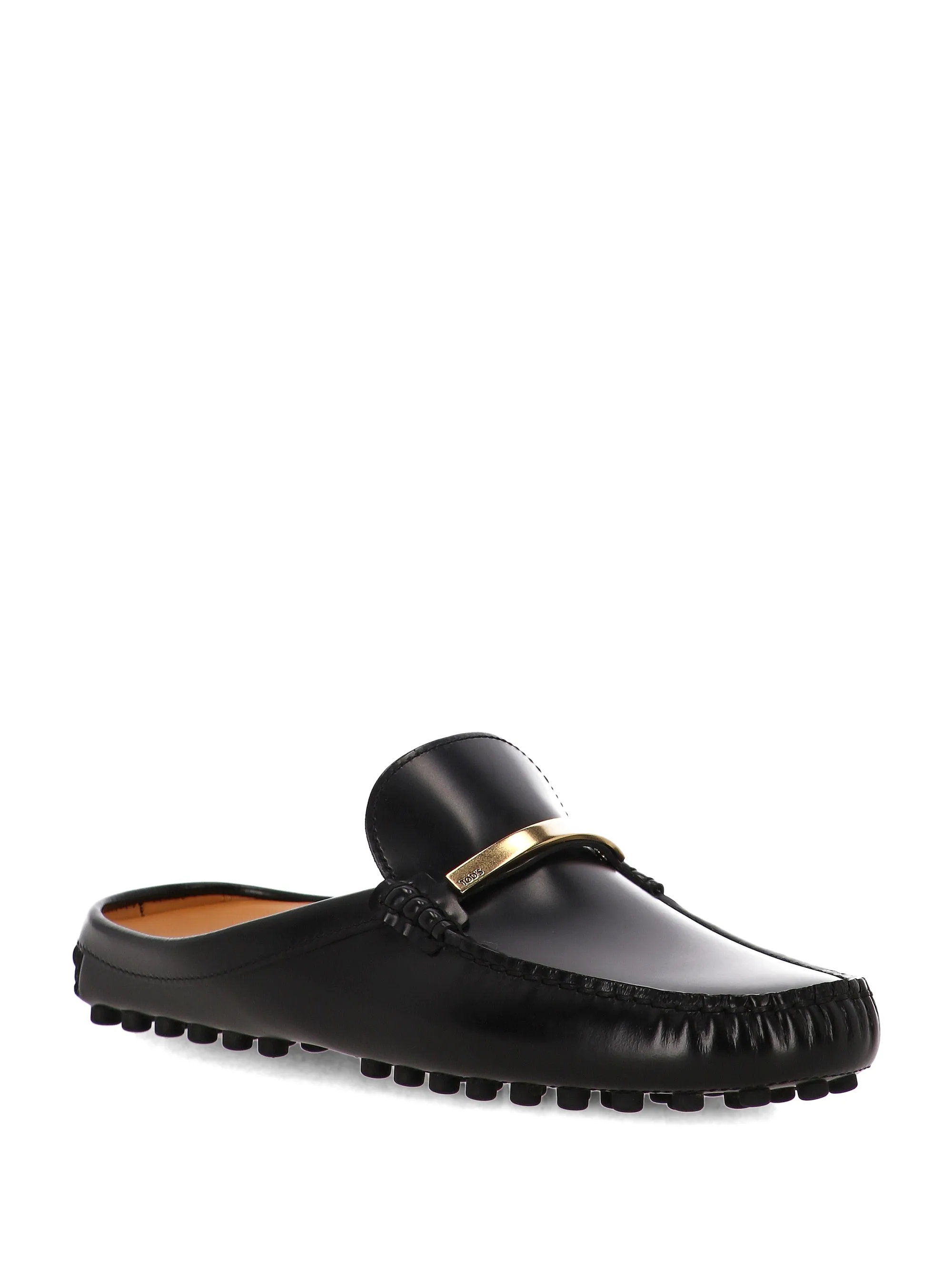 Tod's Baretta Black Mules med guldlogotyp