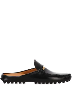 Tod's Baretta Black Mules med guldlogotyp