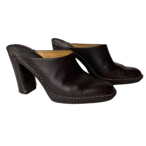 Tod’s Brown Leather Heel Mules. Size 37 1/2