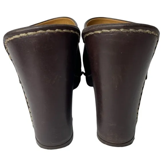 Tod’s Brown Leather Heel Mules. Size 37 1/2