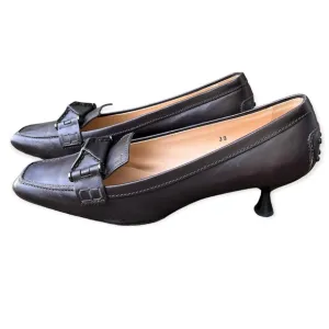 Tod’s Brown Leather Kitten Heels Sz 39