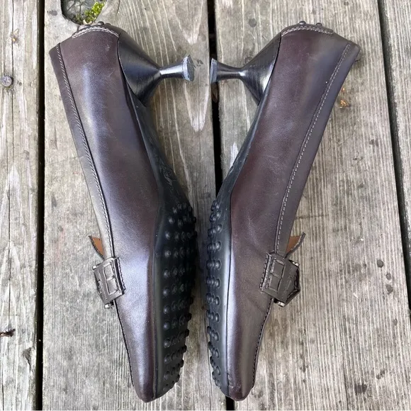 Tod’s Brown Leather Kitten Heels Sz 39