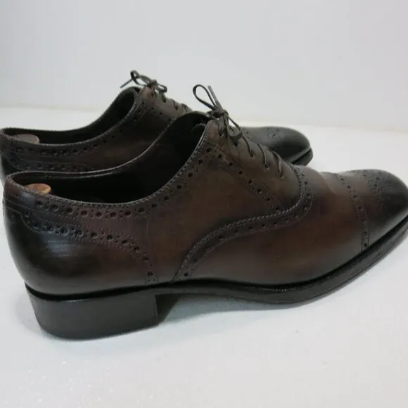 Tom Ford Cap Toe Leather Men's Elegant Dress Shoes Oxfords Footwear Italy Sz 9