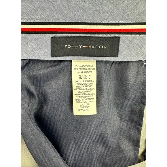 TOMMY HILFIGER Mens Gray Classic Fit Performance Stretch Suit Pants 42x30