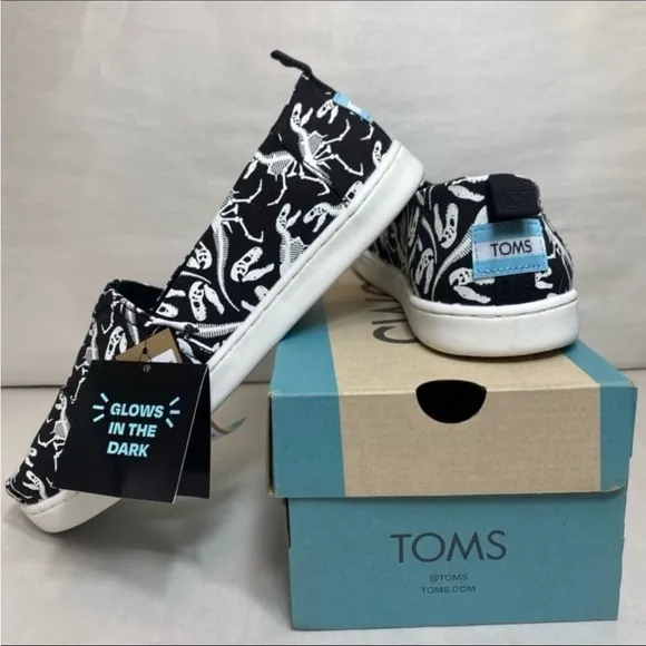 TOMS black t-Rex bones glow in the dark alpargata slip ons