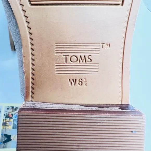 Toms Ella Desert Taupe Suede Silver Metallic Distressed Leather Ankle Bo…