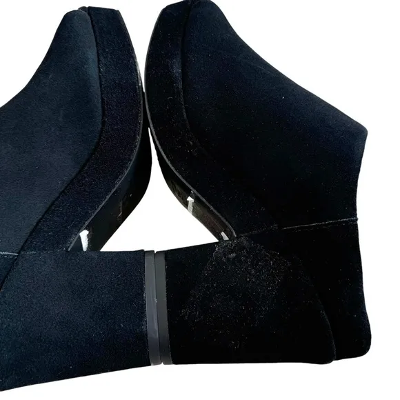 Toms Florence Black Suede Block Heel Platform Mules Size 8