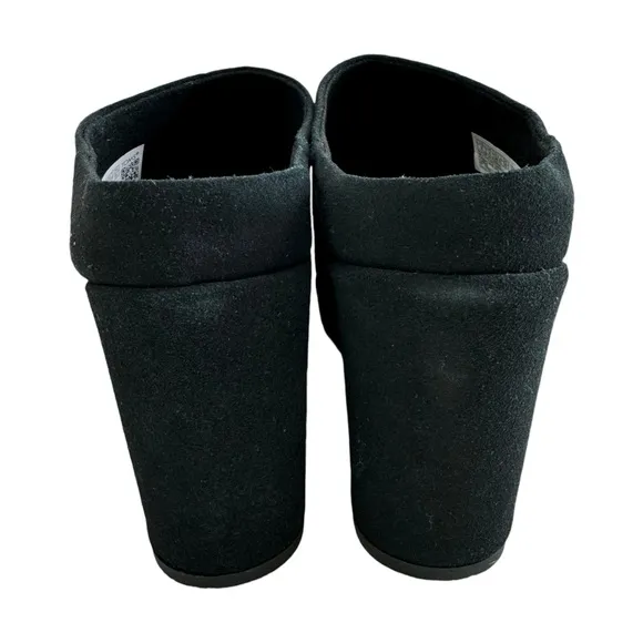 Toms Florence Black Suede Block Heel Platform Mules Size 8