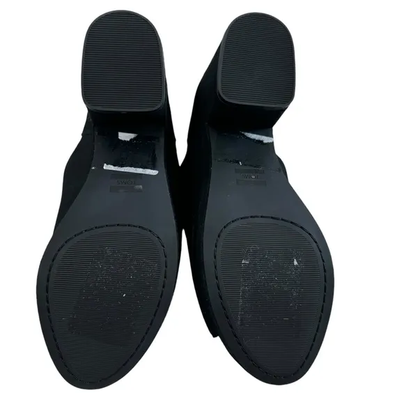 Toms Florence Black Suede Block Heel Platform Mules Size 8