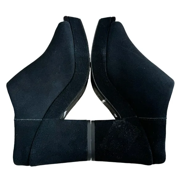 Toms Florence Black Suede Block Heel Platform Mules Size 8