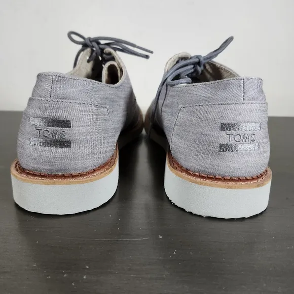 TOMS Gray Canvas Oxfords Wingtips Round Cap Toe Lace Up Men Shoes S 13M NWOB