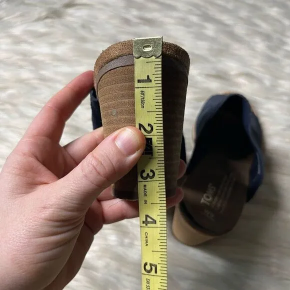 TOMS Majorca Perforated Nubuck Mules in Navy