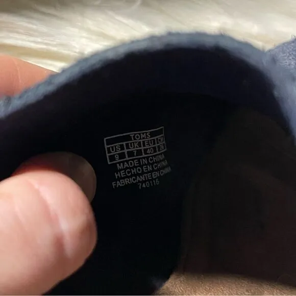TOMS Majorca Perforated Nubuck Mules in Navy