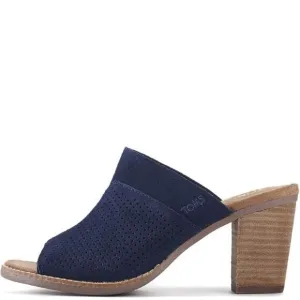TOMS Majorca Perforated Nubuck Mules in Navy