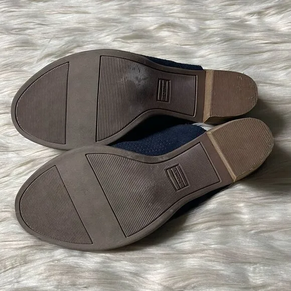 TOMS Majorca Perforated Nubuck Mules in Navy