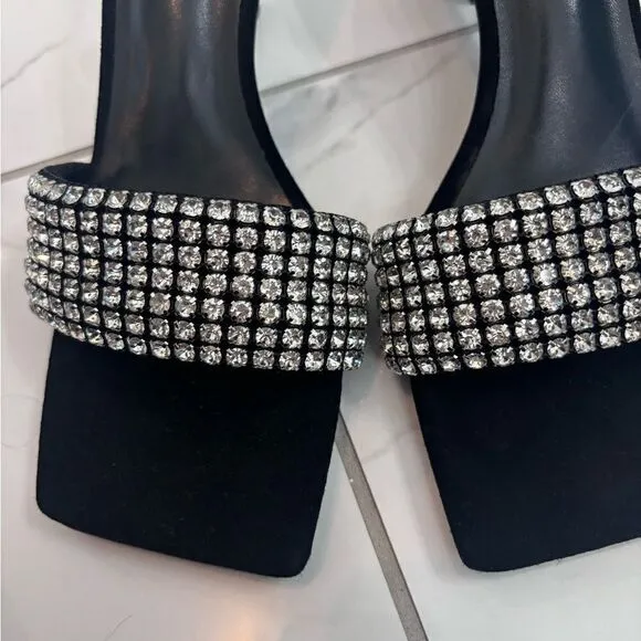 TONY BIANCO for Revolve Black Suede Sequin Amos Heel Sandal Sz 8 NIB