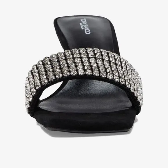 TONY BIANCO for Revolve Black Suede Sequin Amos Heel Sandal Sz 8 NIB