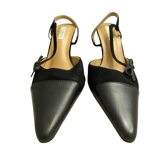 Tony Bianco Harmony Slingback Heels Pointed Toe Bow Detail Black Suede Size 10