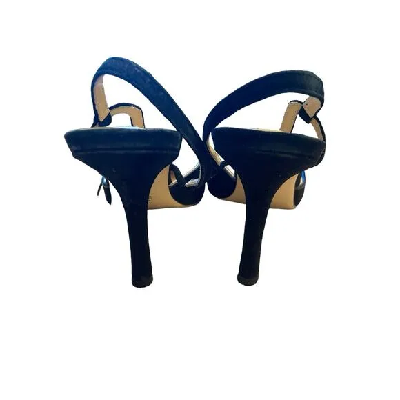 Tony Bianco Harmony Slingback Heels Pointed Toe Bow Detail Black Suede Size 10