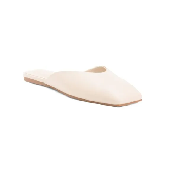 TONY BIANCO Vanilla Leather Harry Slide On Flat Mules