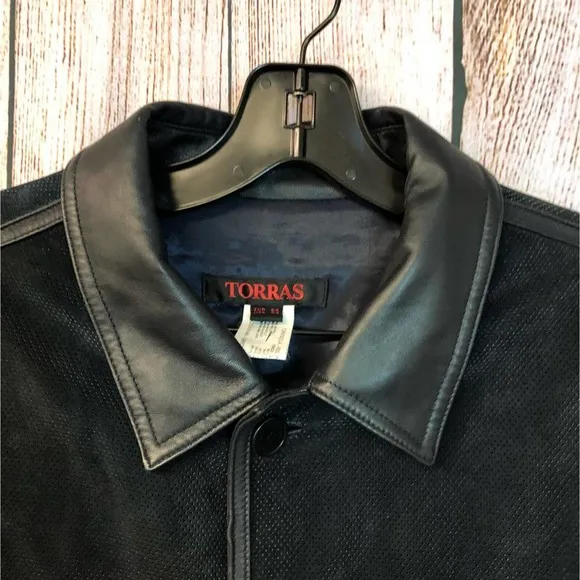 TORRAS LAMBSKIN LEATHER SUEDE NAVY MEN'S JACKET 44