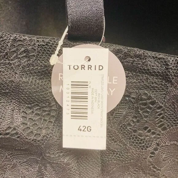 Torrid Bombshell Everyday Strapless lightly Lined Bra Black Plus Size 42G NEW