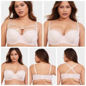 Torrid Bombshell Everyday Strapless Push-Up Bra Pink 44DD NEW