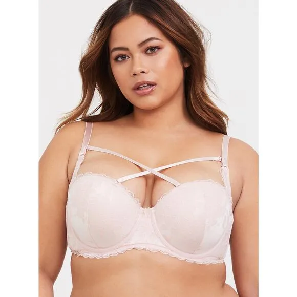 Torrid Bombshell Everyday Strapless Push-Up Bra Pink 44DD NEW