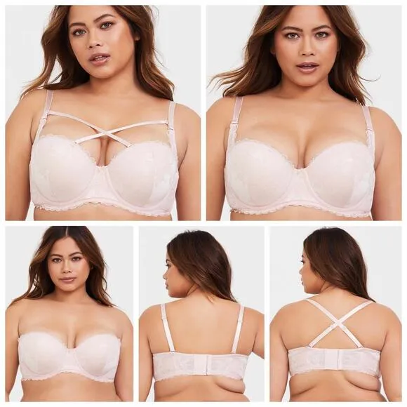 Torrid Bombshell Everyday Strapless Push-Up Bra Pink 44DD NEW