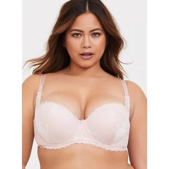 Torrid Bombshell Everyday Strapless Push-Up Bra Pink 44DD NEW