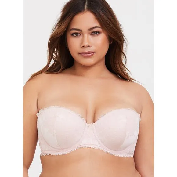 Torrid Bombshell Everyday Strapless Push-Up Bra Pink 44DD NEW