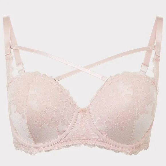 Torrid Bombshell Everyday Strapless Push-Up Bra Pink 44DD NEW