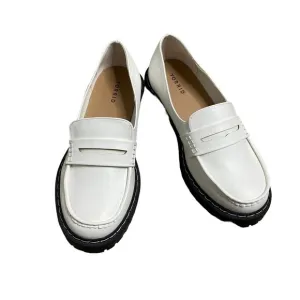 Torrid Women White PU Slip On Chunky Lug Sole Loafer 10.5WW Casual Dressy