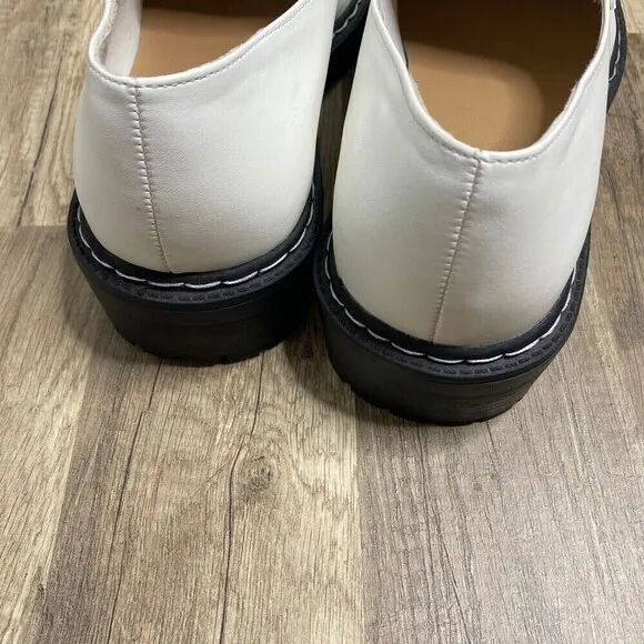 Torrid Women White PU Slip On Chunky Lug Sole Loafer 10.5WW Casual Dressy